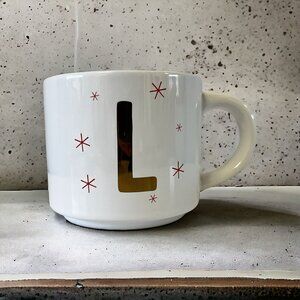 Threshold Target Holiday Mug Monogram With The Letter "L" Coffee Mug 14 Oz.